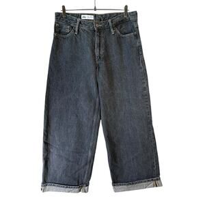 Zara TRF Womens Baggy Wide Leg Relaxed Fit Jeans Cuffed Gray Size US 8 Y2K Style